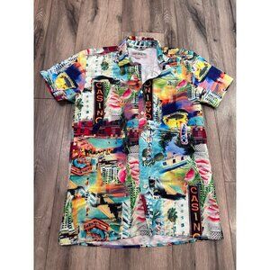 Vintage Surf Society Mens Medium Casino Print Button-Up Shirt